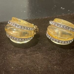 Acrylic and Czech earrings. Hoop